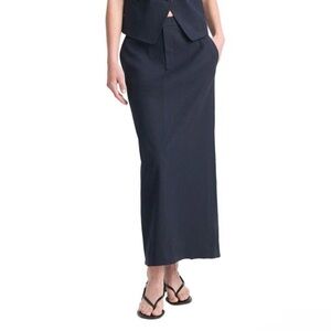 Vince Navy Linen Maxi Pencil Skirt NWT
